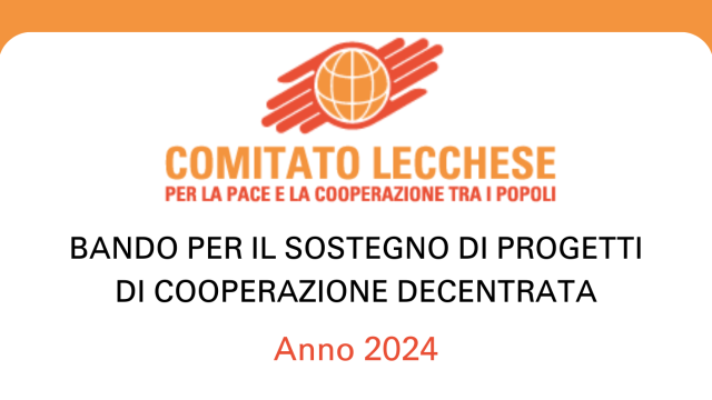Bando per il sostegno di progetti di cooperazione decentrata 2024