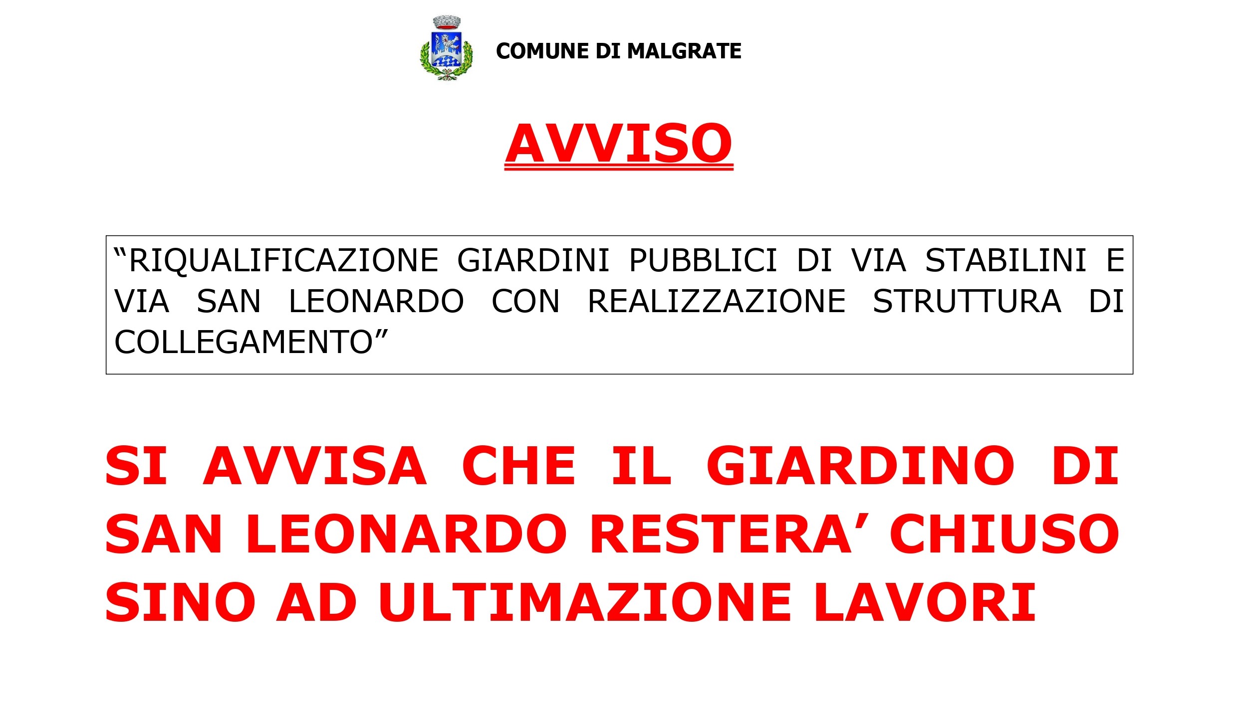 Riqualificazione giardini pubblici in Via S. Leonardo e in Via Stabilini 